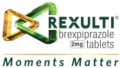 REXULTI (brexpiprazole) logo with 'Moments Matter' slogan.