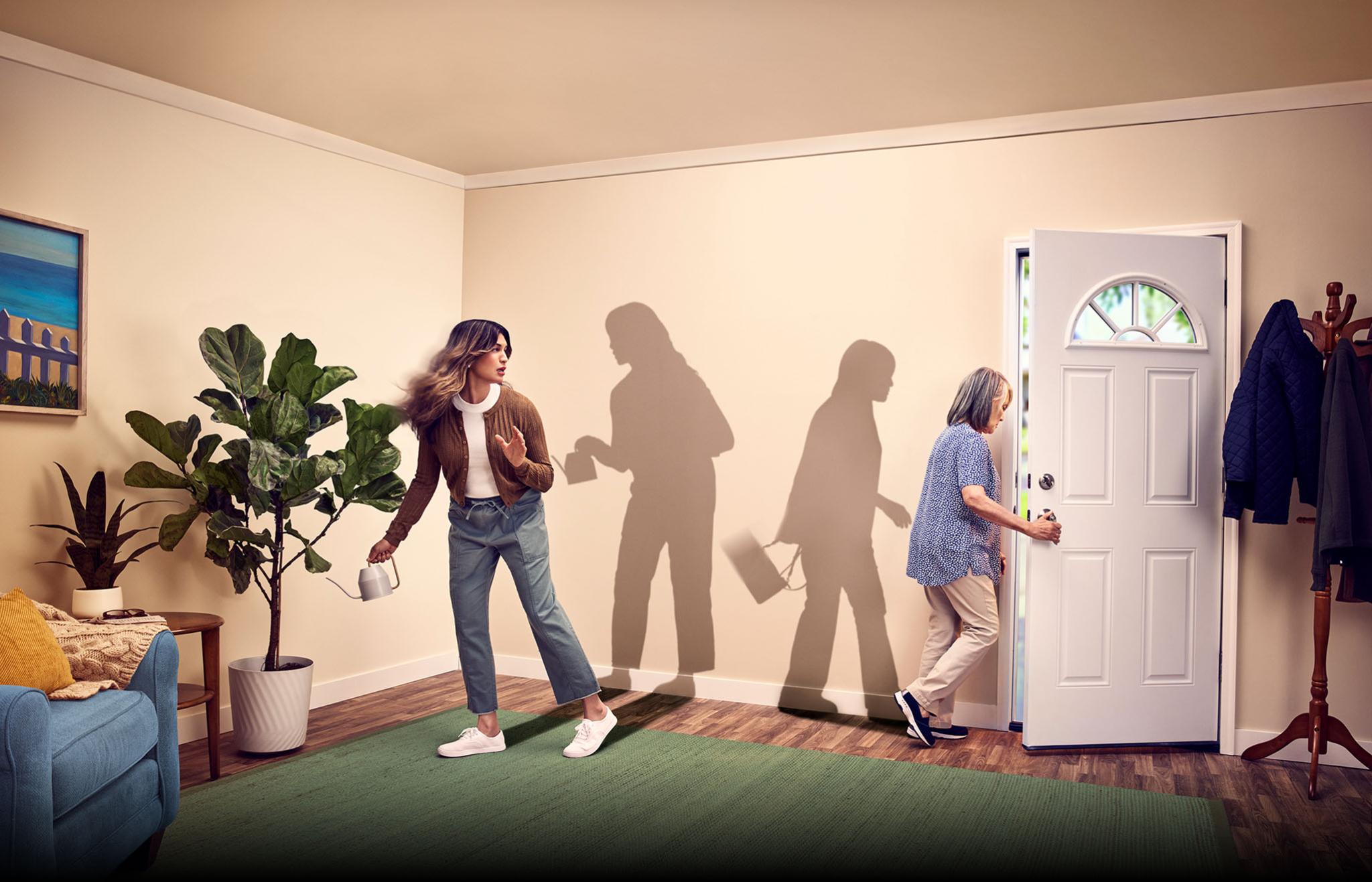 Restless patient with Agitation associated with dementia due to Alzheimer's disease and her caregiver.