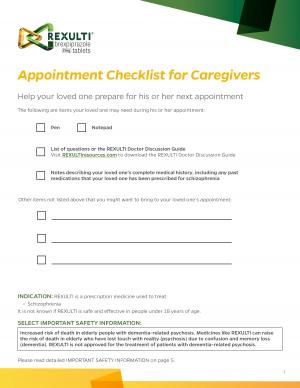 SZ caregiver appointment checklist