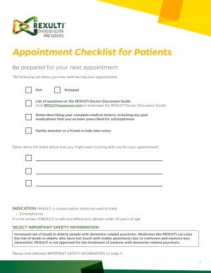 SZ patient appointment checklist